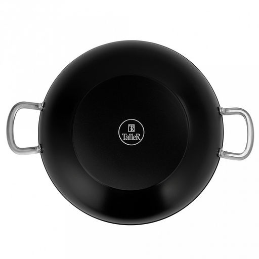 Сковорода Вок с антипригарным покрытием д30см Итан h6,5см, s3,3мм, дно д17см, s4мм, кованный алюминий, стеклянная крышка с пароотводом, 2 ручки из нержавеющей стали на клепочном креплении, цветная коробка, TalleR (Китай) - Домашняя мода фото 5