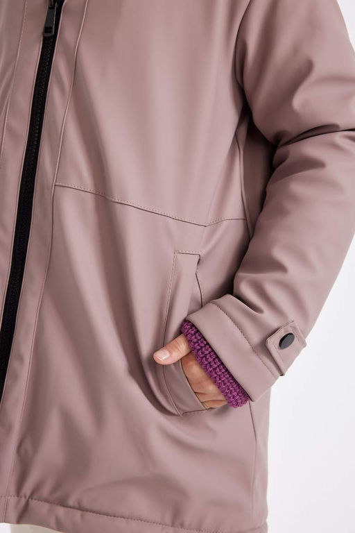 Водоотталкивающий плащ с капюшоном для девочек - Defacto фото 5