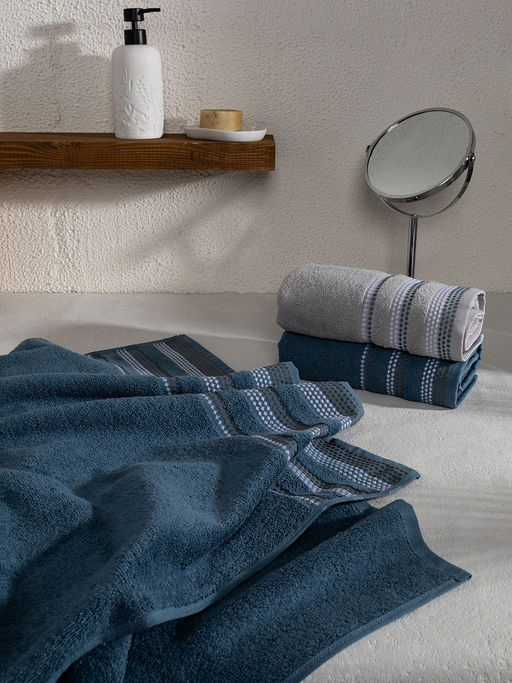 Полотенце махровое 70x140 темно-синий махровая ткань - Lucky фото 6