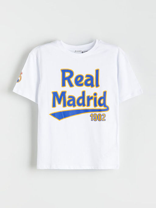 Bisiklet Yaka Real Madrid Bask?l? Erkek ?ocuk Ti??rt