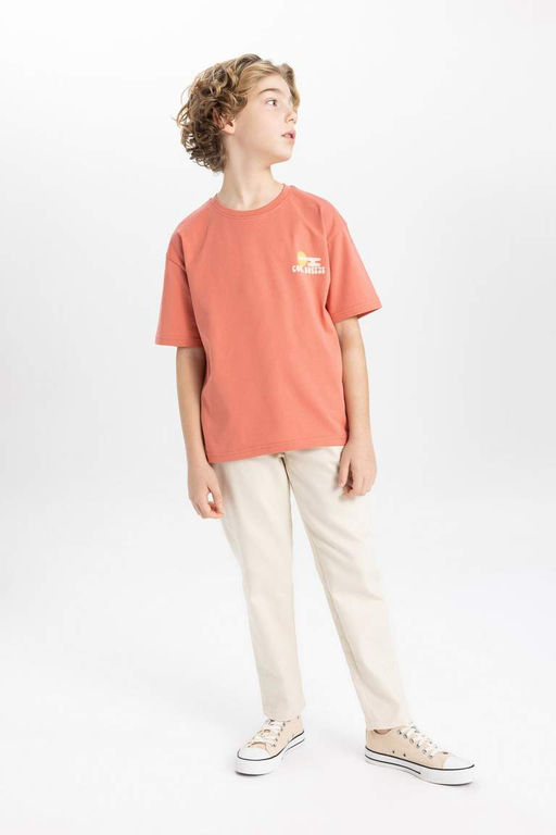 Саржевые брюки свободного кроя для мальчиков стандартного кроя - Defacto фото 4