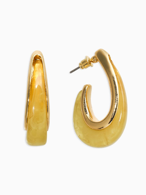 Серьги акрил «Петля», жёлтые в золоте