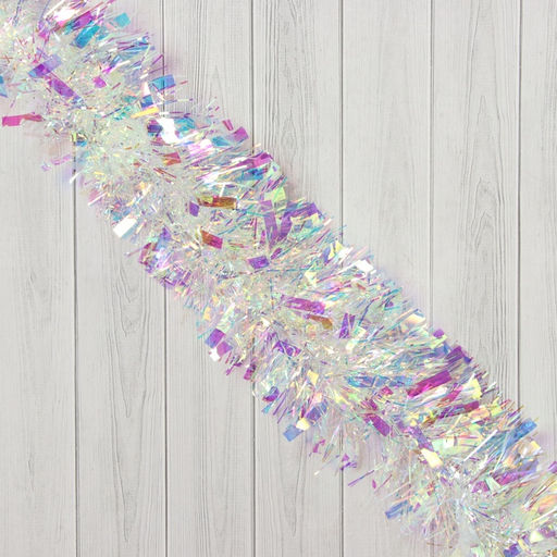 Цена за 10 шт. Мишура новогодняя «Зимнее волшебство. Праздничный отблеск», d=9 см, 200 см, перламутровый прозрачный