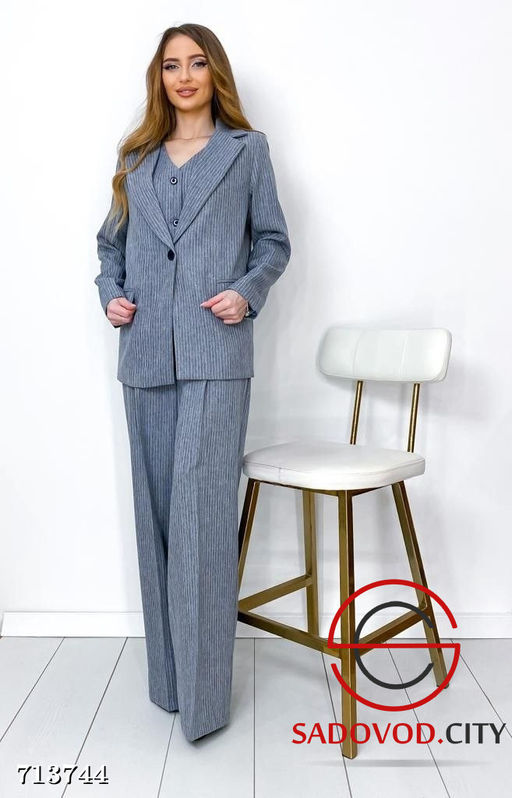 Брючный классический костюм тройка в полоску - Bruno фото 5