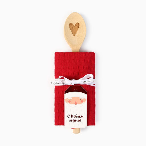 Цена за 2 шт. Набор подарочный Доляна From Santa: бордовый, полотенце 35?60 см, хлопок 100%, вафля 220 г/м?
