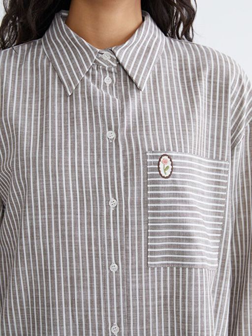 ?izgili Oversize Poplin Kad?n G?mlek Tunik