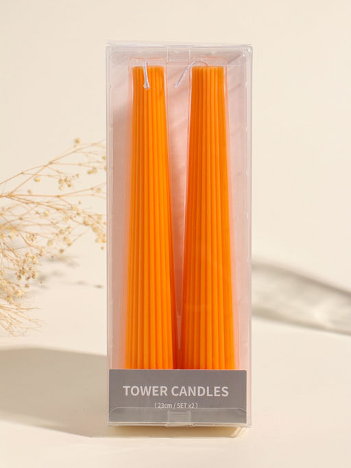 Набор свечей, 3.5х23 см, 2 шт "Башня" апельсин 4х9,5х25 см
