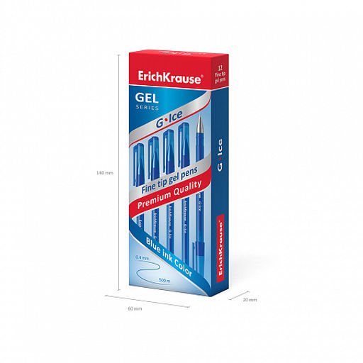 Цена за 12 шт. Ручка гелевая ErichKrause G-Ice Stick Original 0.5, цвет чернил синий (в коробке по 12 шт.) фото 5