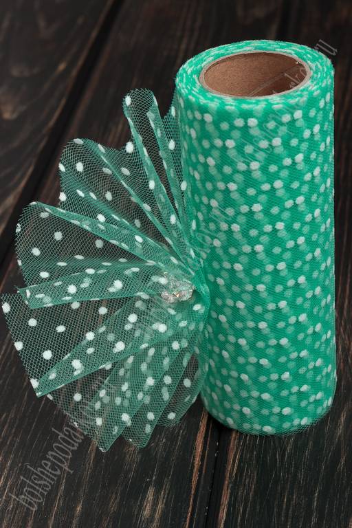 Фатин в горошек 15 см*10 ярд (SF-2941) аквамарин №18