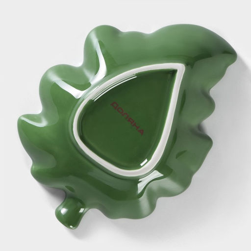 Блюдо сервировочное Доляна «Лист», 17×12.5×3.9 см, зелёное