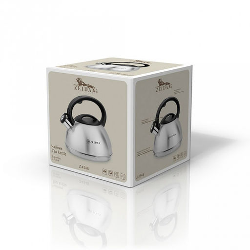 "Zeidan" Чайник из нержавеющей стали 3л, со свистком, индукционное дно, курковый механизм, фиксированная бакелитовая ручка, подарочная коробка (Китай)