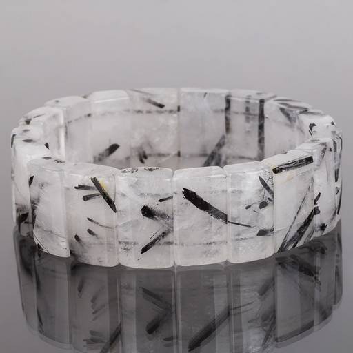 Браслет Кварц с включениями черного Турмалина (Бразилия) 20 см