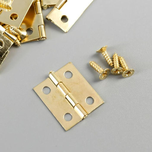 Цена за 3 шт. Петля для шкатулки металл с прямыми углами, под золото, набор 17 шт., 1×1.5 см