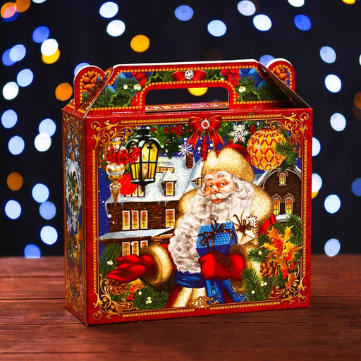 Цена за 10 шт. Подарочная новогодняя коробка «Праздничный коллаж» 17.3×6.5×15 см