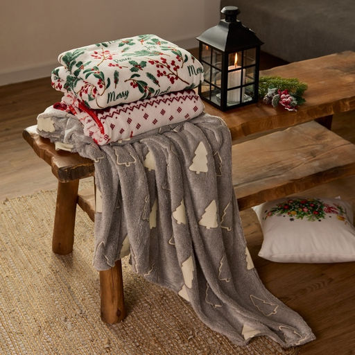 Плед светящийся в темноте «Этель. Елочки», 180×200 см, корал-флис