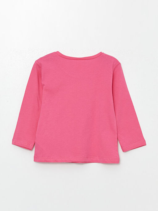 Bisiklet Yaka Uzun Kollu Bask?l? K?z Bebek Ti??rt - Waikiki фото 2