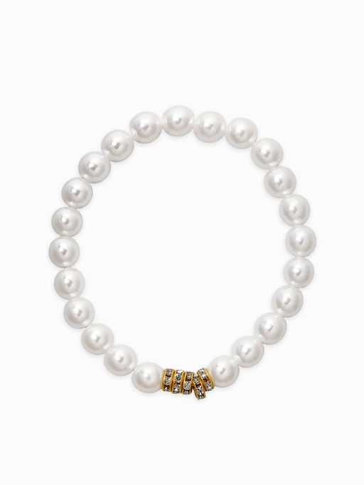Браслет "Стильный жемчуг" (набор 5шт), №8/16, цвет белый в золоте