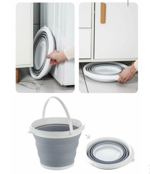 Ведро силиконовое, складное, круглое, 10л, серое