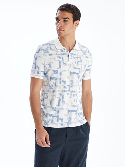 Polo Yaka Desenli Erkek Ti??rt