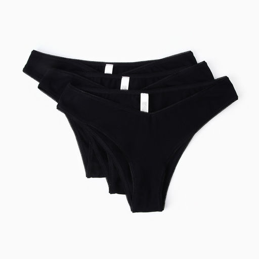 Трусы женские бразилиана Mark Formelle, набор 3 шт., чёрные, размер 48 (L)