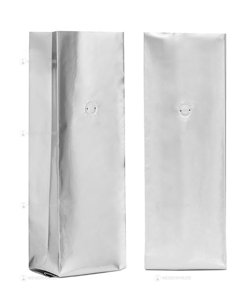 Пакет серебристый 405 мм*120 мм с клапаном для 1 кг КОФЕ, 1 уп*10шт.