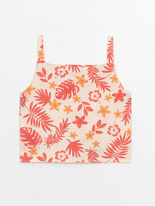 Kare Yaka ?i?ekli K?z ?ocuk Bluz ve Etek - Waikiki фото 3