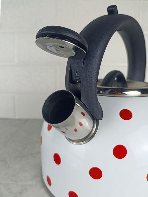 Чайник 2,5л нержавеющая сталь HR732-1 белый в красный горох OLS-001-5