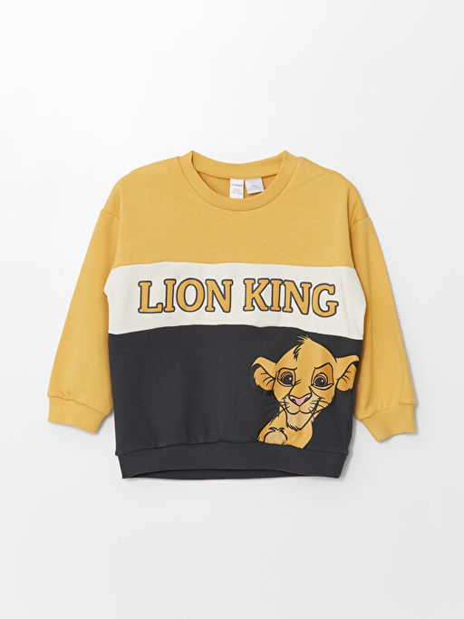 Bisiklet Yaka Uzun Kollu Aslan Kral Bask?l? Erkek Bebek Sweatshirt ve E?ofman Alt 2li Tak?m - Waikiki фото 2
