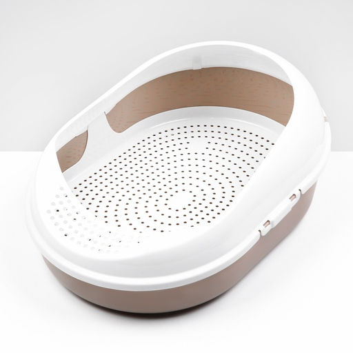 Лоток для кошек «Космо, 51.9×37.8×21.3 см, с сеткой и бортом, пластик, коричневый