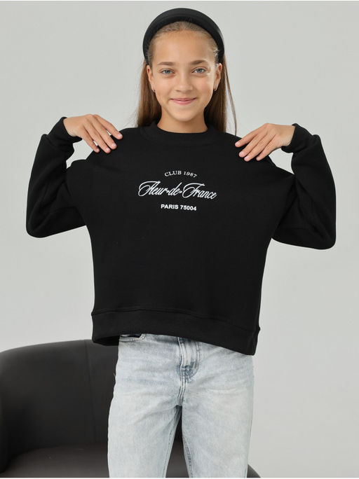 Свитшот Начес Клуб Черный Девочка - София фото 3