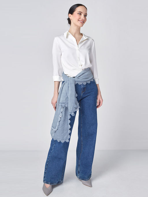 Большой, мягкий, тонкий и очень нежный двусторонний палантин с рисунком. - Tantino фото 3