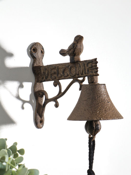 Колокол сувенирный чугун "Птица - Добро пожаловать" 13,5х16х8 см