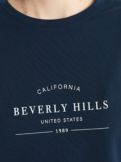 Bisiklet Yaka Bask?l? Oversize Kad?n Sweatshirt