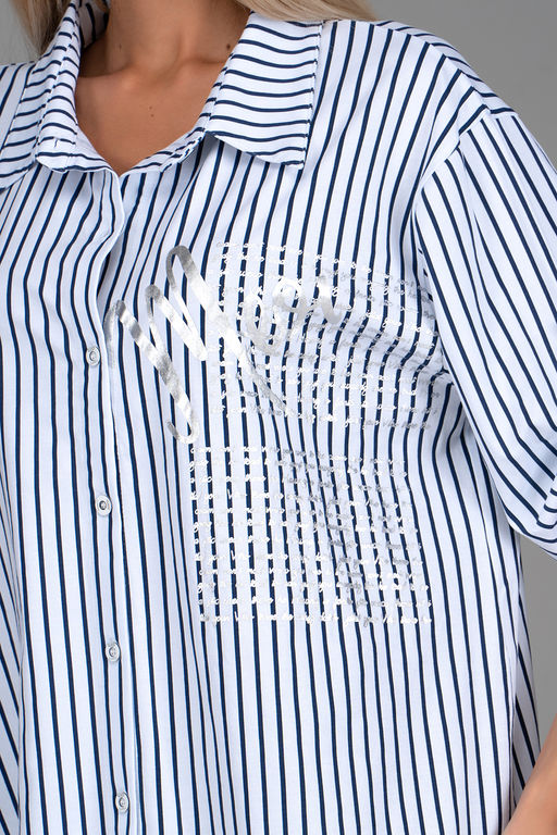 Платье  рубашка Молли (мелкая полоска) - Эльза фото 3