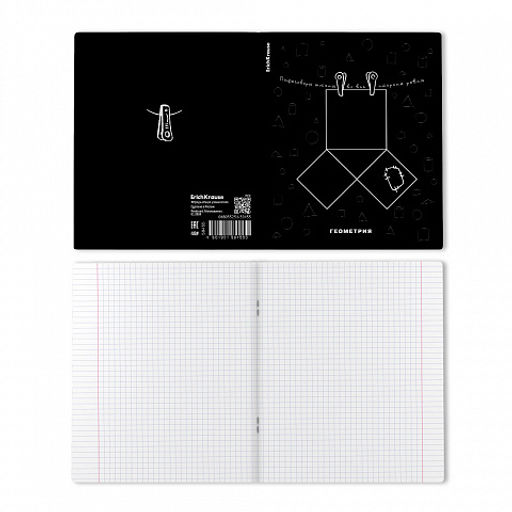Цена за 5 шт. Тетрадь общая ученическая с пластиковой обложкой на скобе ErichKrause Зри в корень, Геометрия, 48 листов, клетка  фото 2