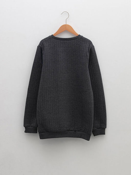 Bisiklet Yaka Bask?l? Uzun Kollu Erkek ?ocuk Sweatshirt - Waikiki фото 2