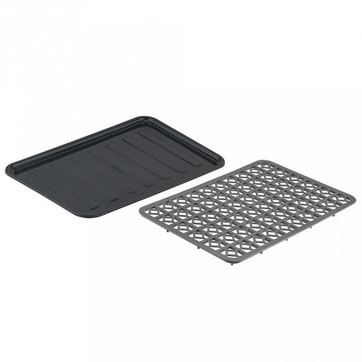 Сушилка-поднос настольная для посуды пластмассовая 43х31х3,5см, с решеткой для сушки, антрацит-серый (Россия)