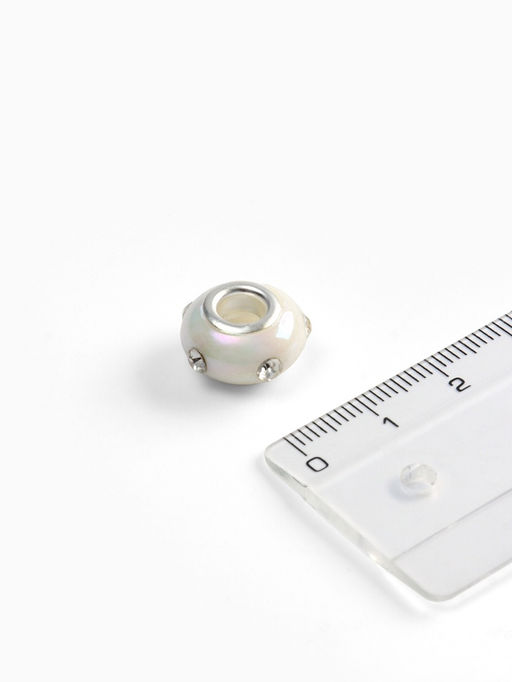 Цена за 5 шт. Шарм бусина «Диоды», для творчества, белые в серебре