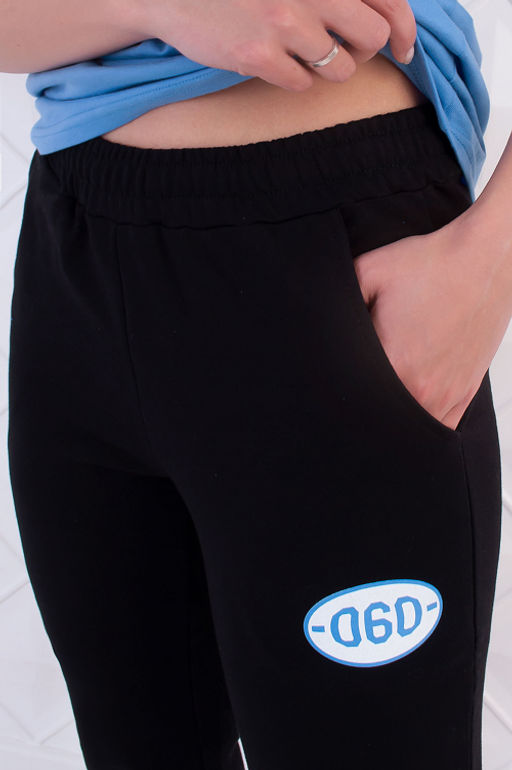 Арт. 21368 Костюм с брюками женский 42-50 (5 шт) Цвет:верх-голубой,низ-черный - Калинка фото 3