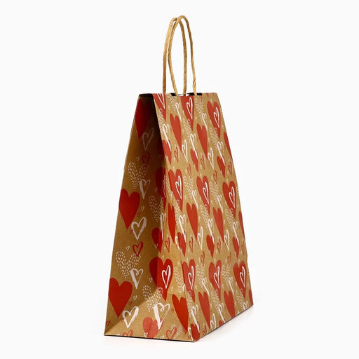 Пакет с клапаном С любовью, сердца, крафт, глиттер, 19.5 х 10 х 25 см - Дарите счастье фото 3