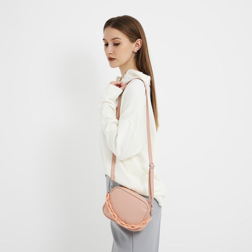 Сумка женская кросс-боди на молнии, розовая