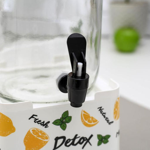 Диспенсер стеклянный с краником на подставке «Лимоны», 3 л, высота 26,5 см, без крышки 24 см