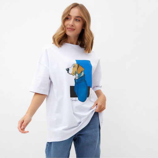 Футболка женская MINAKU: Exclusive print, белая, размер 44