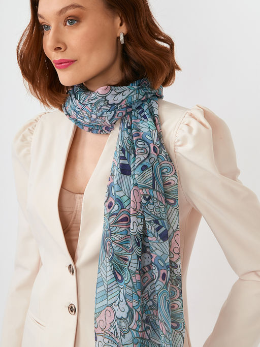 Большой, мягкий, тонкий и очень нежный двусторонний палантин с рисунком в стиле арт-деко - Tantino фото 7