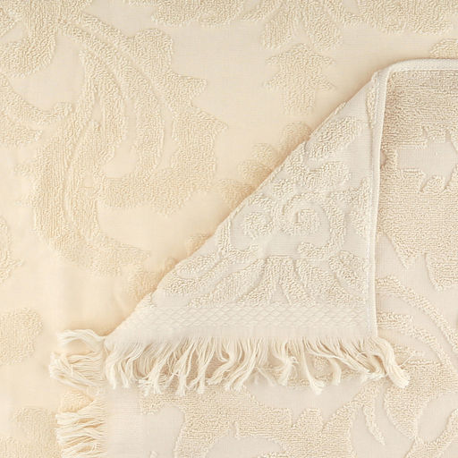 Полотенце махровое "Вензель" 90х180см, хлопок 100%, с бахромой, кремовый (Китай)