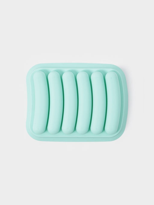 Форма для выпечки и приготовления сосисок Доляна, 6 ячеек, с крышкой, 17.5×13.5,2.8 см, силикон, бирюзовый