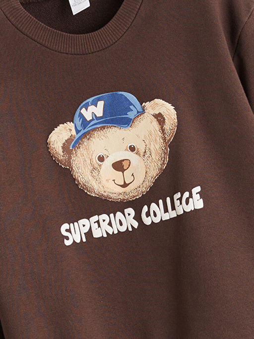 Bisiklet Yaka Ay? Teddy Bask?l? Erkek ?ocuk Sweatshirt