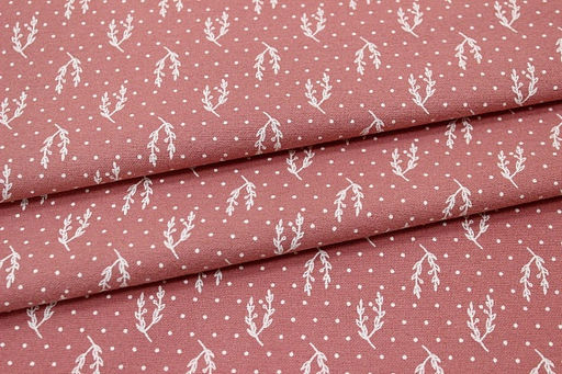 Теплый хлопок Набойка-веточки с горошком цв.св.кораллово-брусничный, ш.1.48м, хл-100%, 160гр/м.кв - Купава фото 6