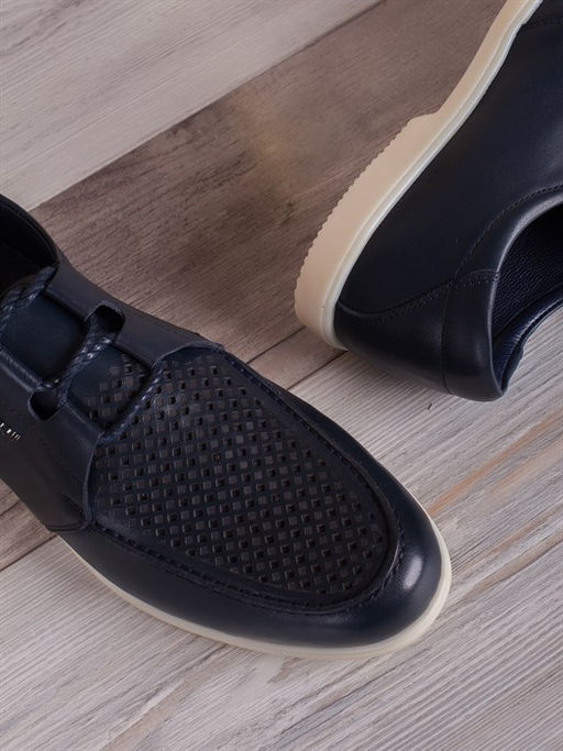 Легкие мега удобные слиперы/ Лоферы мужские стильные 134-02-L1 Темно-синий - Piniolo фото 4