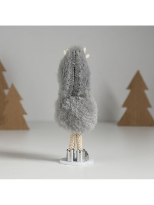 Интерьерная кукла текстильная Малышка в серой мохнатой шубке в шапке с рожками, 5.6?6?14 см - Simaland фото 5